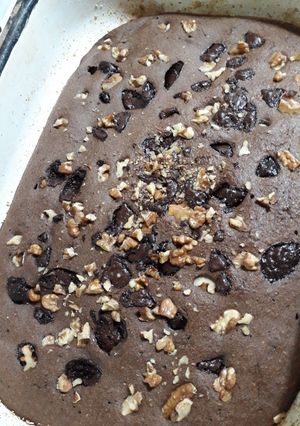 Una foto de Brownies con algarroba y banana