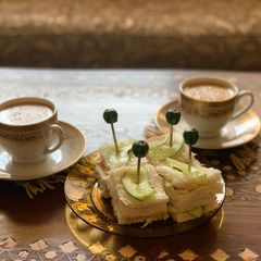 A picture of Creamy chicken spread and cucumber bites.