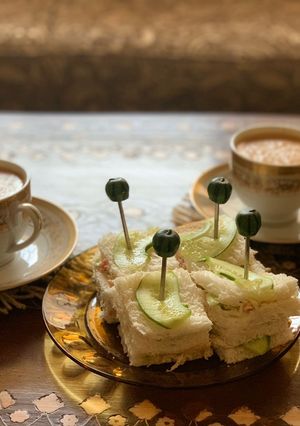A picture of Creamy chicken spread and cucumber bites.