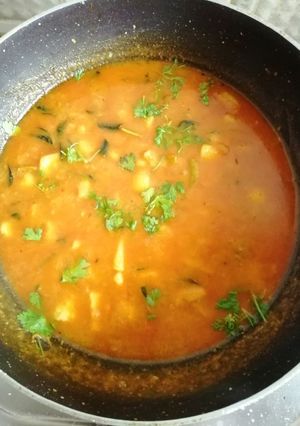 A picture of Colacasia gravy(chaama dumpa pulusu).