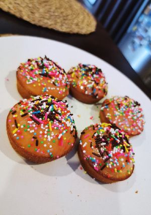 A picture of No Yeast Strawberry Glazed Doughnut.