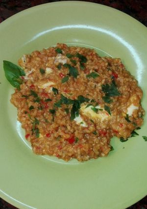 Una foto de Risotto de zapallo anco
