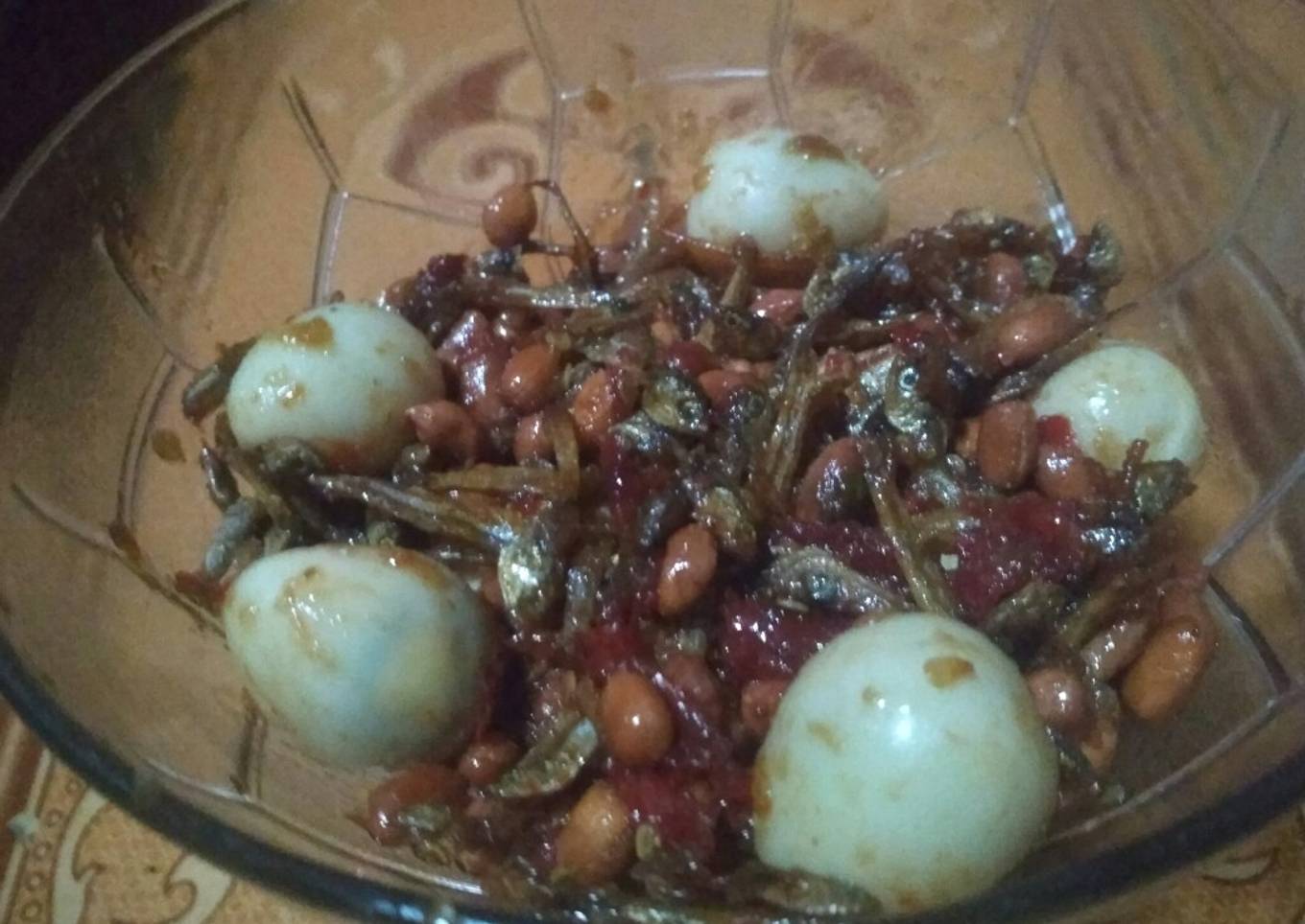 Sambal teri kacang mix telur puyuh sederhana