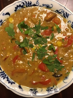 A picture of California Farm Saffron Clam Chowder.