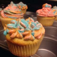 A picture of Vanilla cupcake with Buttercream frosting.