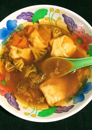 A picture of Veg Wonton Soup.