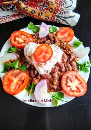 A picture of Rajma curry (Kidney beans) and Rice.