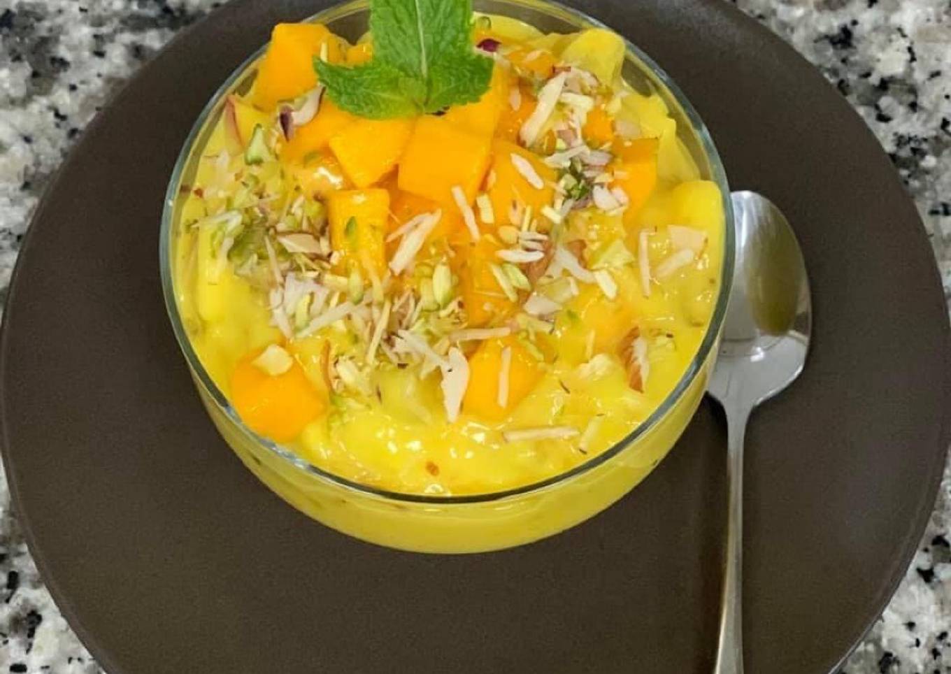 Golden milk fruit custard with jaggery