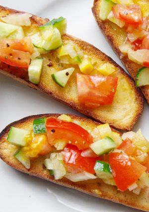 A picture of My version of Bruschetta.