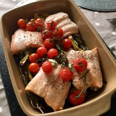 A picture of Summer Salmon Traybake.