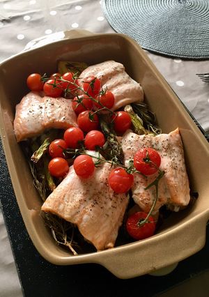 A picture of Summer Salmon Traybake.