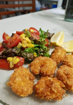 Una foto de Langostinos crocantes apanados