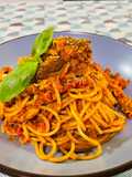 Pasta al peperoncino e sgombro