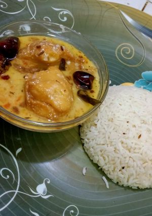 A picture of Dahi baray with white rice.