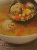 Slow Cooker vegetable broth with mini bacon dumplings
