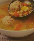 Slow Cooker vegetable broth with mini bacon dumplings