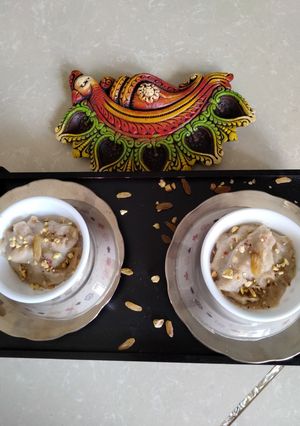 A picture of Sweet Potato and water Chestnut kheer.