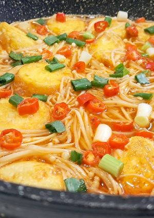 Foto resep Tofu Enoki Saos Pedas