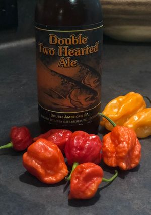 A picture of Double Trouble Double IPA hot sauce.