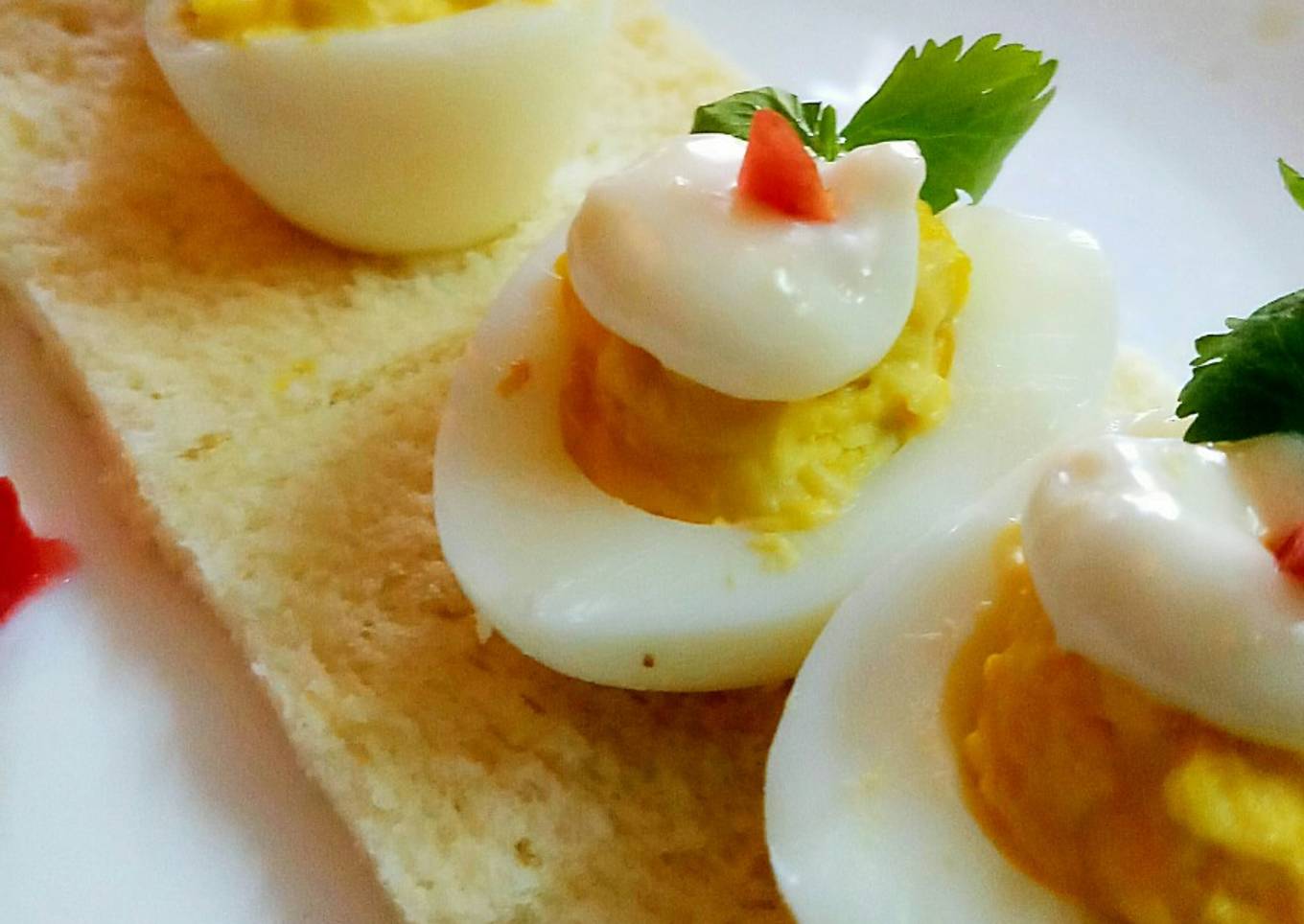 Devilish chicken eggs with mayonnaise