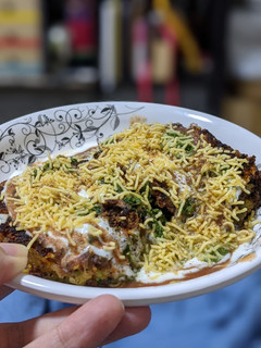 A picture of Aloo Tikki Chaat.