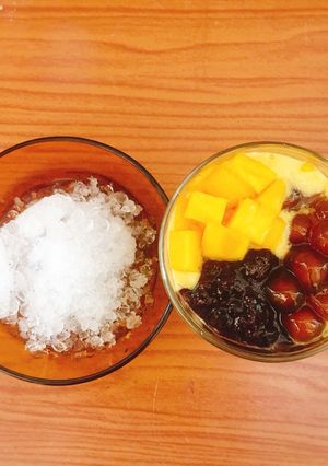 Hình của món Chè xoài nếp cẩm trân châu.