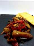Antipasto de berenjena y pimiento rojo