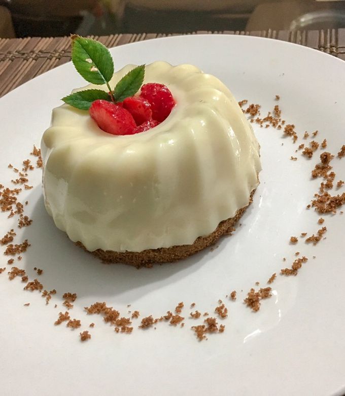 Una foto de Flan de Chirimoya