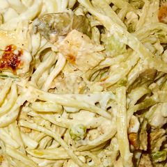 A picture of 30 minute Grilled chicken ranch pasta.