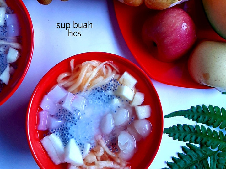 Yuk intip, Cara praktis buat Sup Buah Sirup Cocopandan yang nikmat