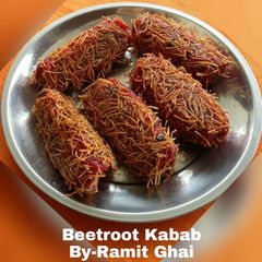 A picture of Beetroot kabab.