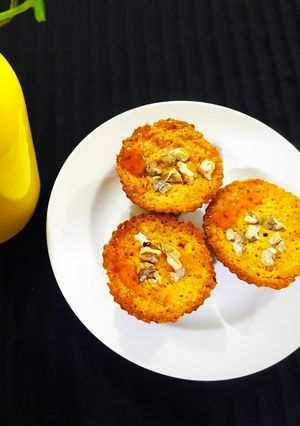 عکسی از دستور کاپ کیک سیب و گردو🍎با فر دستساز🍎