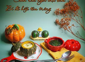 Hình của món Bí đỏ hấp tôm trứng - 8m+.