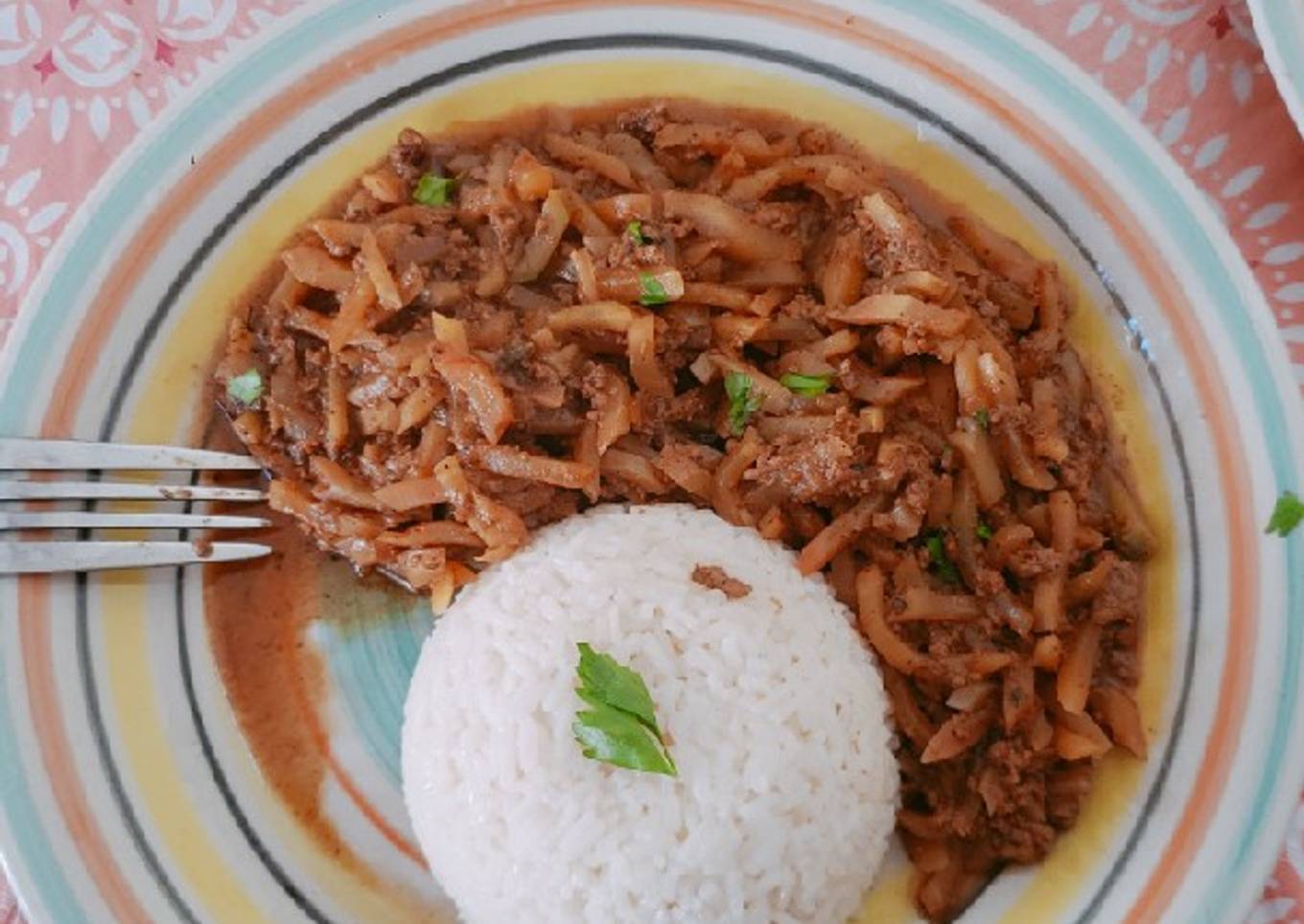Olluquito con carne molida