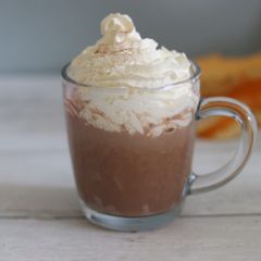 A picture of Hot chocolate with spiced pumpkin ☕️🧡.