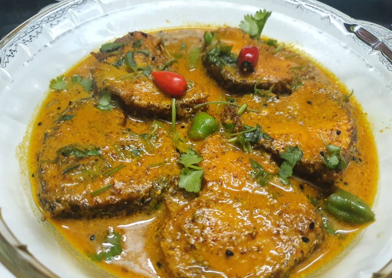 Rohu Fish in Mustard Gravy