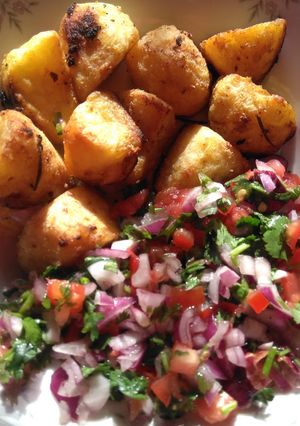 A picture of Crispy roasted potatoes #myvalentinesrecipe.