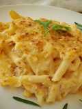 Macarrones con chorizo gratinados con bechamel