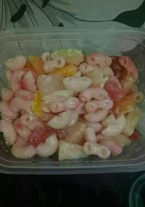 A picture of Macaroni and fruit salad.