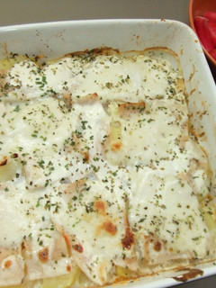 Una foto de Pastel parmentier con judías verdes al comté