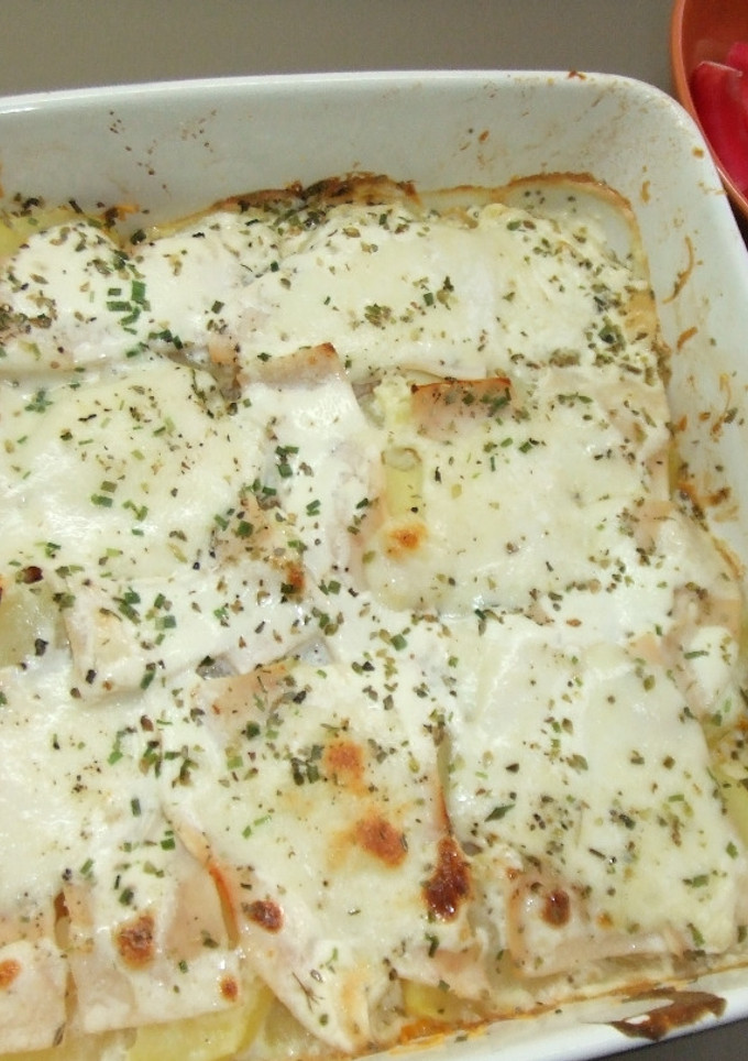 Una foto de Pastel parmentier con judías verdes al comté