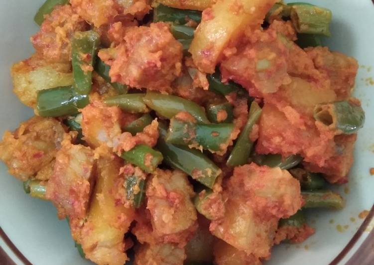 Balado santan kentang, buncis, tempe