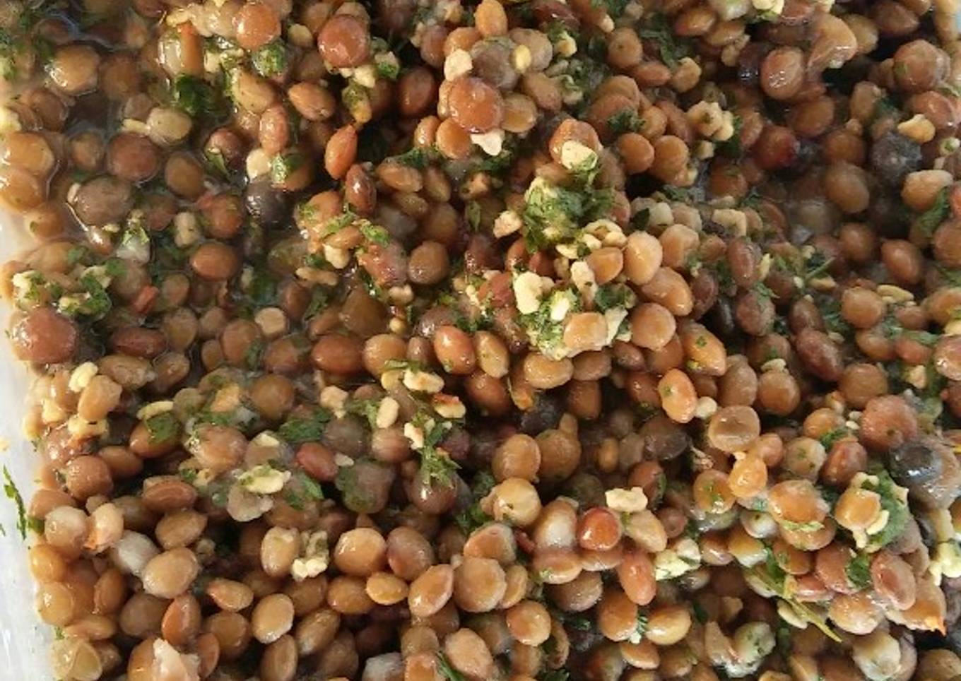 Lentejas a la provenzal con vinagre de alcohol y manzana