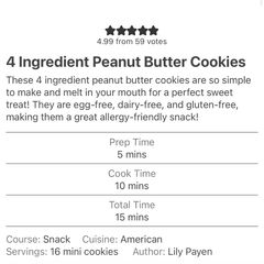 A picture of 4 Ingredient Peanut Butter Cookies.
