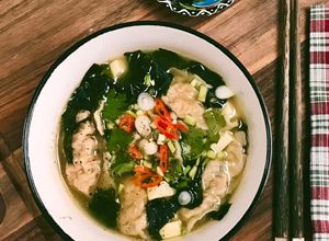 Hình của món 🌱 Canh Súp Mandu Rong Biển Đậu Hủ Chay.