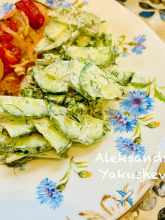 A picture of Light cucumber salad.