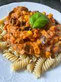 Macarronada com molho cremoso de beringela