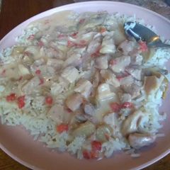 A picture of Creamed chicken,or chicken A la king.