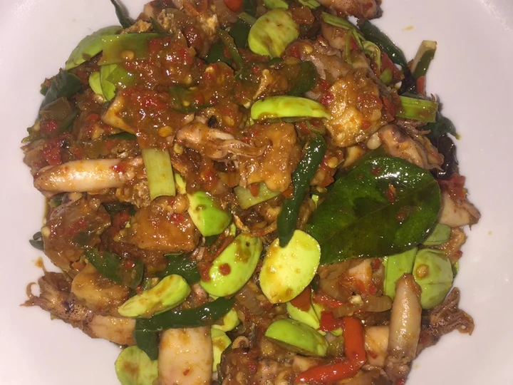 Cara Mudah Membikin Resep  Tumis cumi asin tempe pete yang Lezat, Enak