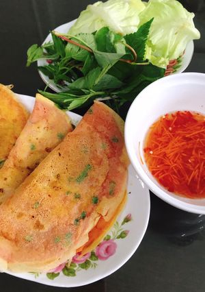 Hình của món Bánh xèo (cách pha bột giòn lâu).